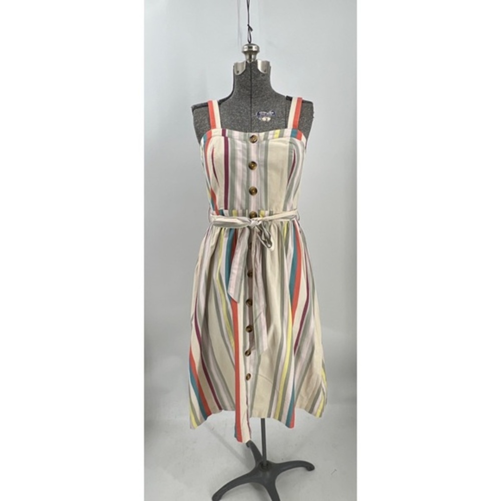 Harlow & rose, retro striped print, button  front dress, M NWT